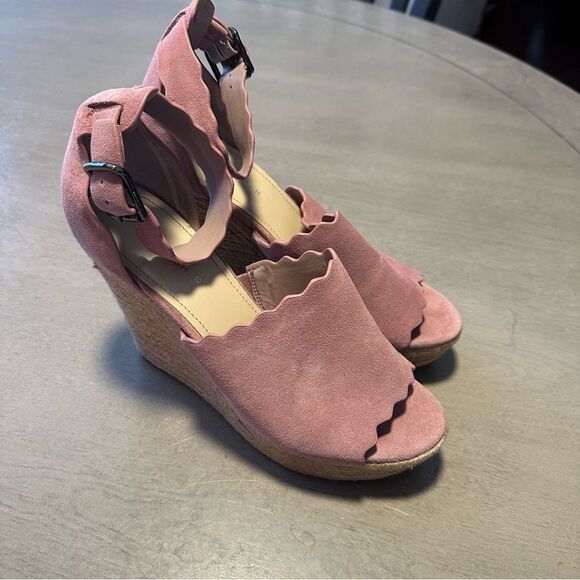 Marc Fisher‎ Pink Haya Scallop Ankle Strap Espadrille Wedge - Size 9.5 - Picture 11 of 16